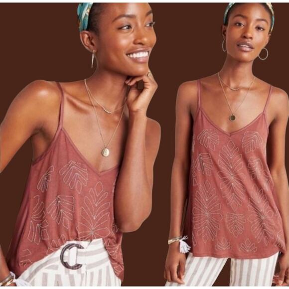 Anthropologie Tops - ANTHROPOLOGIE Alison Beaded Cami Tank Top - Size Large